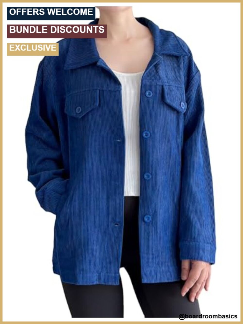 Minibee Women's Corduroy Jacket Long Sleeve Button Down Shacket Casual Coat